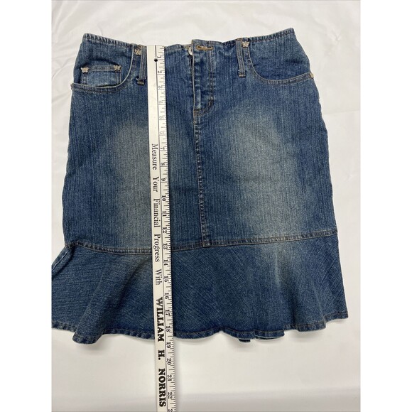 Jolt Juniors’ Denim Skirt size 14 Butterfly Y2K Streetwear Flare See Measurement - Picture 6 of 7